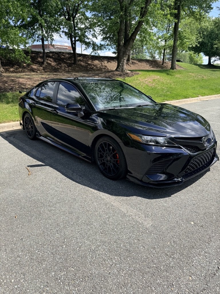 Black Toyota Camry TRD after a detail