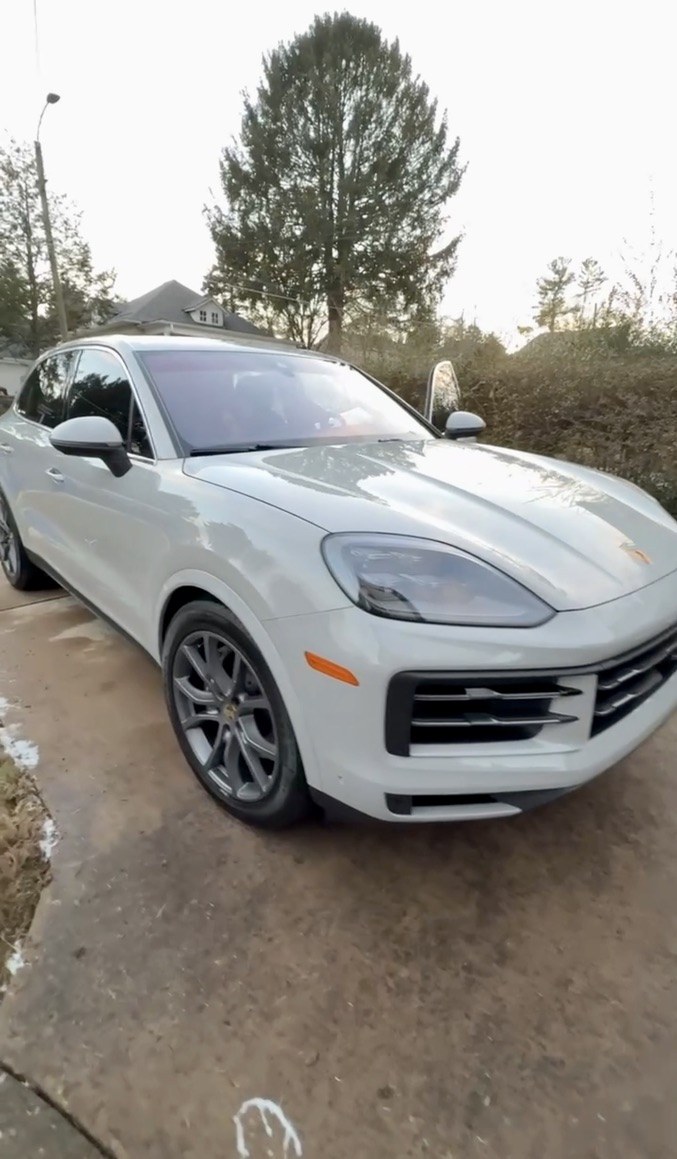 White Porsche Cayenne after an exterior detail