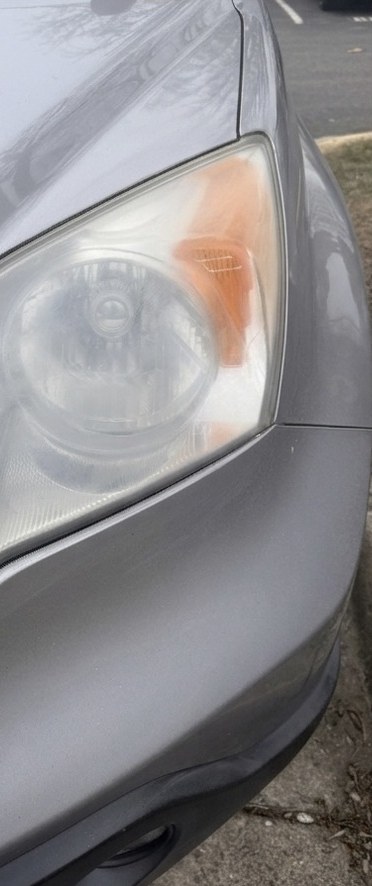 Yellowed, oxidized headlight